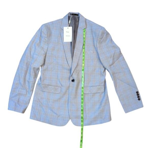 Men's Blue Plaid Blazer - Picture 3 of 7
